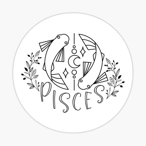 Pisces Zodiac Sign Sticker Aesthetic Delicate Feminine Cosmic Space