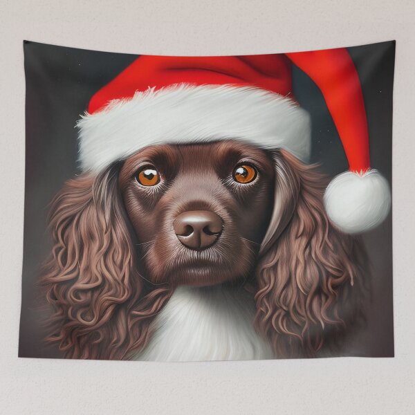 Item preview, Christmas Boykin Spaniel Wearing A Santa Hat designed and sold by ZenEverAI.