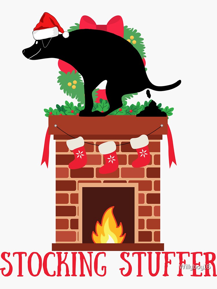 Funny Christmas Pooping Dog Stocking Stuffers Poster for Sale by