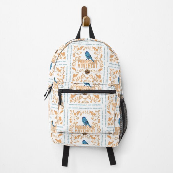 Artikelvorschau, PMD00011 Progressive Movement Designs blauer Vogel auf floralem Rosen-Botanikmotiv auf Weiß für Progressive entworfen und verkauft von ProgressiveLeft.