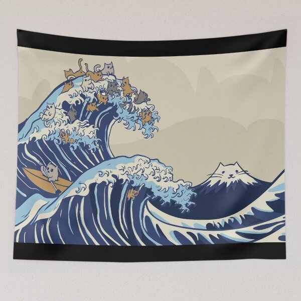 Item preview, Kawaii Great Wave Off Kanagawa Cats Lover Version designed and sold by KaylaStudio.