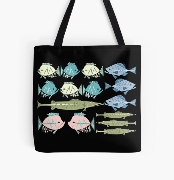 Atomic Fish Pattern All Over Print Tote Bag