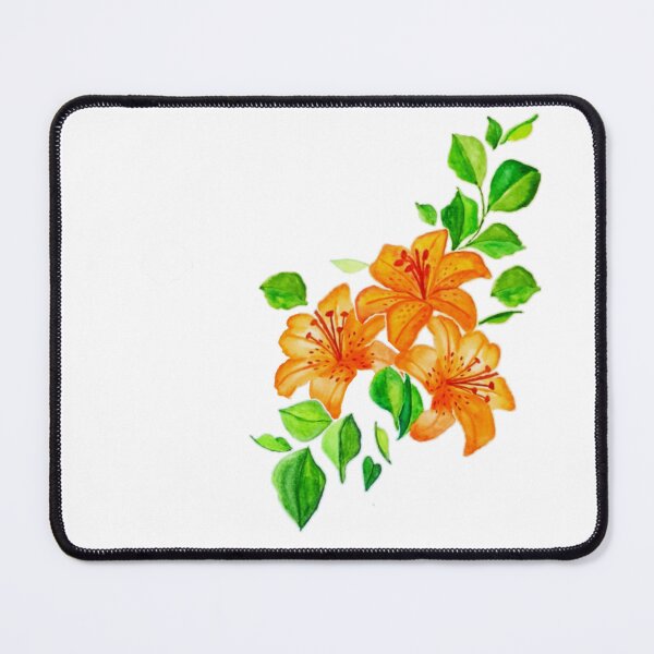 Item preview, Flowers Lilly-orange and green watercolor designed and sold by Shafiya_prints.