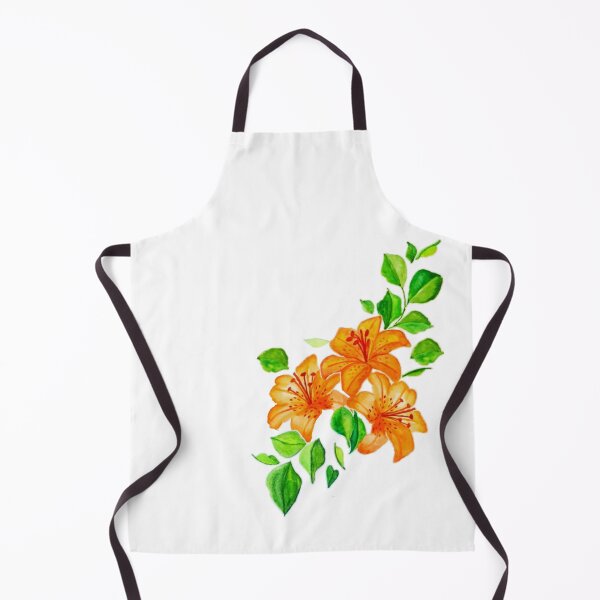 Item preview, Flowers Lilly-orange and green watercolor designed and sold by Shafiya_prints.