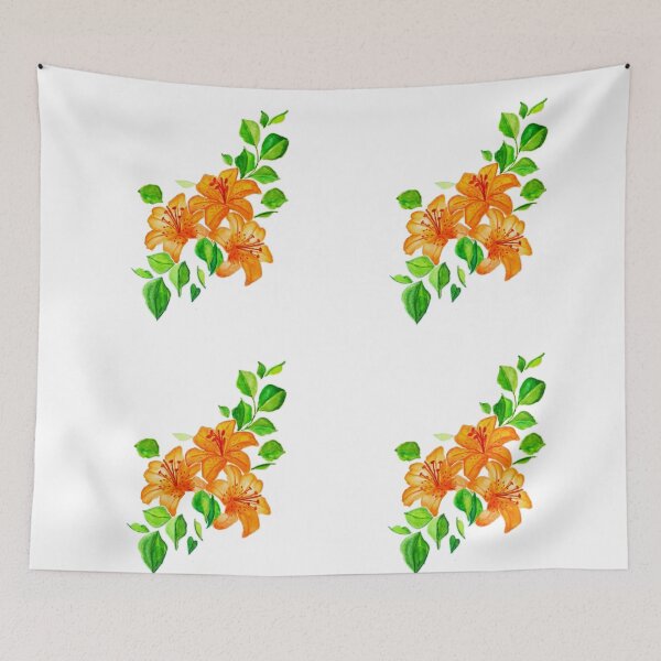 Item preview, Flowers Lilly-orange and green watercolor designed and sold by Shafiya_prints.