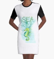 SEa with Seahorse Graphic T-Shirt Dress