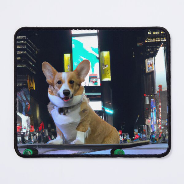 Item preview, Corgi on a skateboard on Time Square New York designed and sold by ASwissBear.
