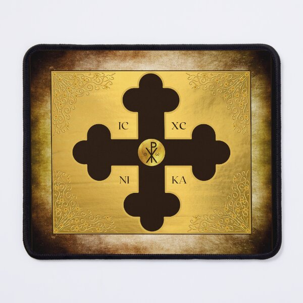 Item preview, Black Greek Orthodox Cross Wooden Gold ICXC NIKA designed and sold by Yiorgos Designs.