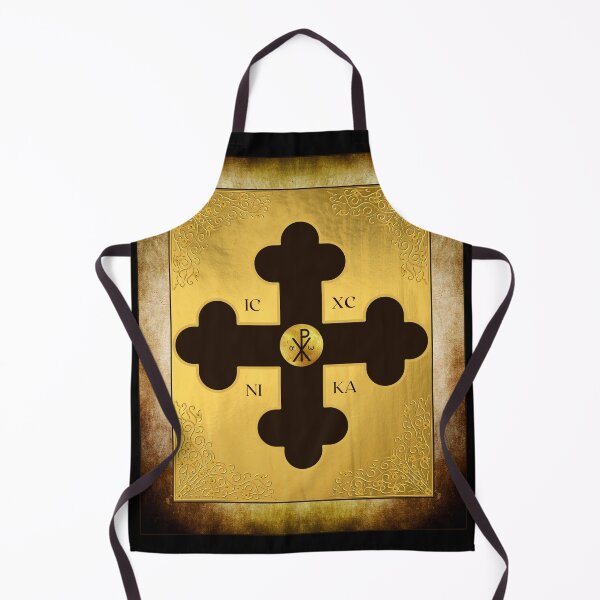 Item preview, Black Greek Orthodox Cross Wooden Gold ICXC NIKA designed and sold by Yiorgos Designs.