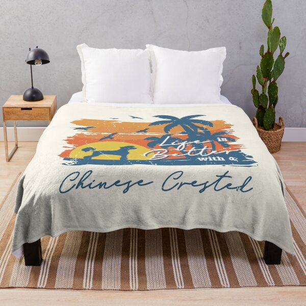 Artikelvorschau, Life is Better With Chinese Crested Beach Sunset Retro Vintage entworfen und verkauft von rafaeltto.