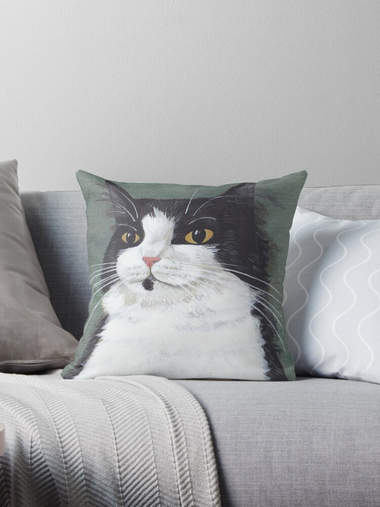 Ameowican Gothic Calico And Tuxedo Cat Throw Pillow Cushion Cover