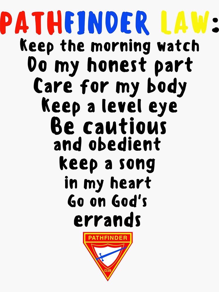 "Pathfinder Law Adventist sticker" Sticker for Sale by KeiInfinty