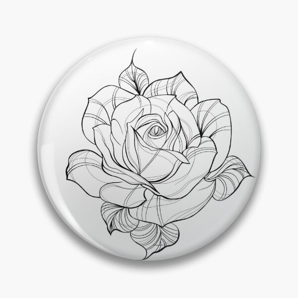 Item preview, Detailed sketch of a rose flower tattoo. Decorative elements for tattoo, greeting card, wedding invitation in engraving style.	 designed and sold by Sunshine2504.