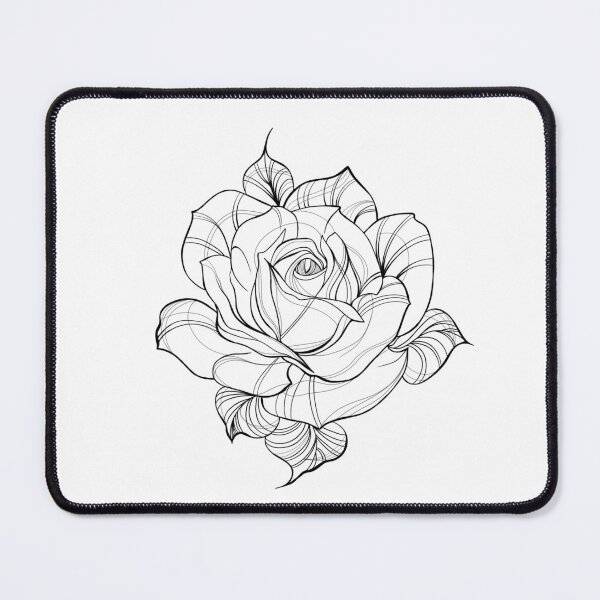 Item preview, Detailed sketch of a rose flower tattoo. Decorative elements for tattoo, greeting card, wedding invitation in engraving style.	 designed and sold by Sunshine2504.