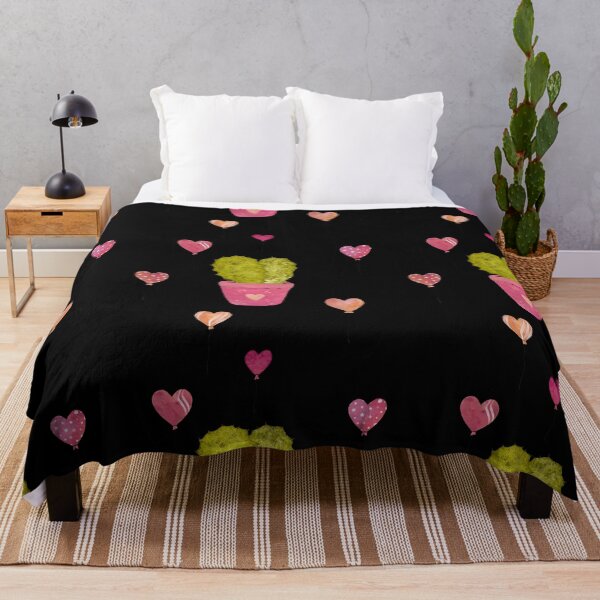 Artikelvorschau, Cactus balloon pink cute pattern a watercolor black entworfen und verkauft von Yana Mustafina | Boho Soulful Designs.