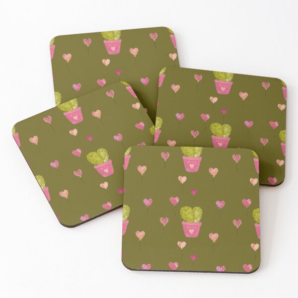 Item preview, Cactus balloon pink cute pattern a watercolor green designed and sold by Yana Mustafina | Boho Soulful Designs.