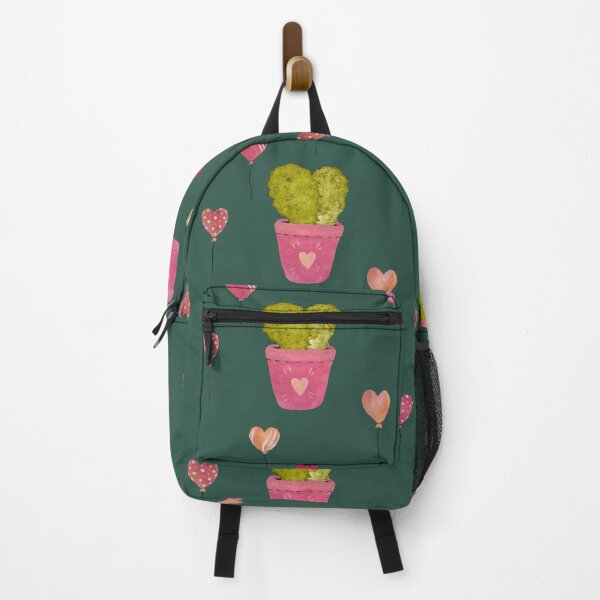 Item preview, Cactus balloon pink cute pattern a watercolor turquoise designed and sold by Yana Mustafina | Boho Soulful Designs.