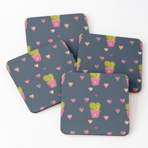 Item preview, Cactus balloon pink cute pattern a watercolor blue designed and sold by Yana Mustafina | Boho Soulful Designs.