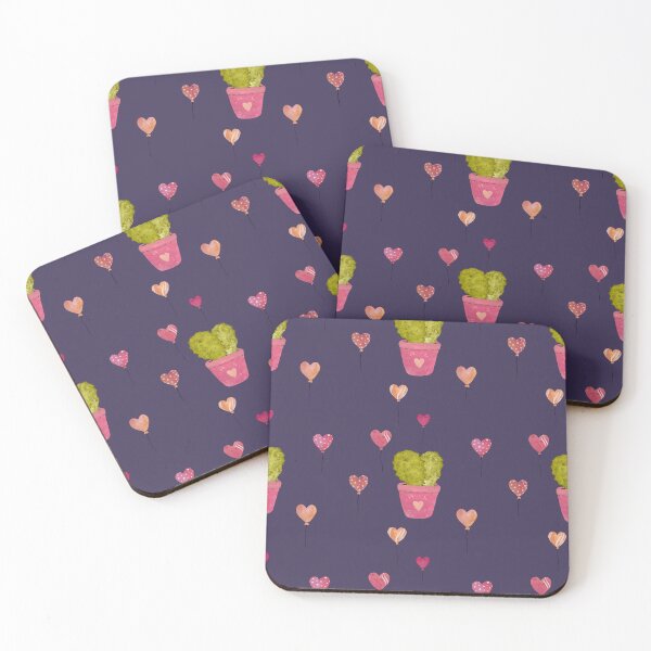 Item preview, Cactus balloon pink cute pattern a watercolor violet designed and sold by Yana Mustafina | Boho Soulful Designs.