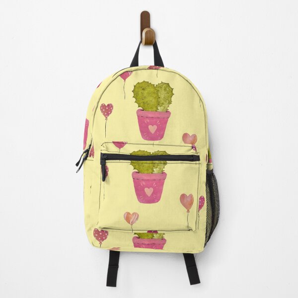 Item preview, Cactus balloon pink cute pattern a watercolor yellow designed and sold by Yana Mustafina | Boho Soulful Designs.