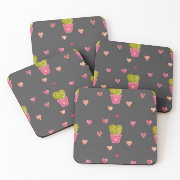 Item preview, Cactus balloon pink cute pattern a watercolor grey designed and sold by Yana Mustafina | Boho Soulful Designs.
