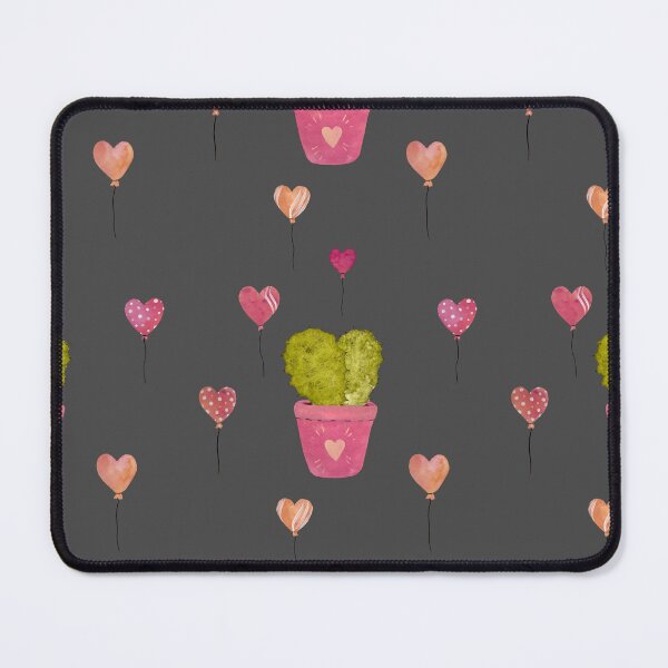 Item preview, Cactus balloon pink cute pattern a watercolor grey designed and sold by Yana Mustafina | Boho Soulful Designs.