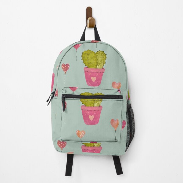 Item preview, Cactus balloon pink cute pattern a watercolor mint designed and sold by Yana Mustafina | Boho Soulful Designs.