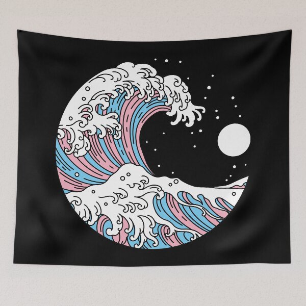 Item preview, Great Wave of Kanagawa Transsexual Pride Flag designed and sold by Queer Pride Shop.