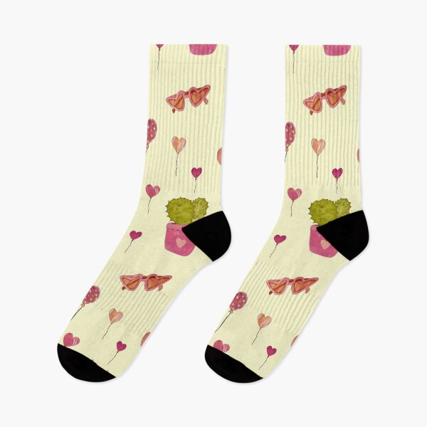 Item preview, Cake cactus balloon pattern cute a watercolor yellow designed and sold by Yana Mustafina | Boho Soulful Designs.
