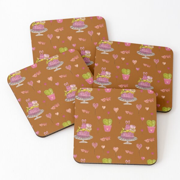Item preview, Cake cactus balloon pattern cute a watercolor brown designed and sold by Yana Mustafina | Boho Soulful Designs.