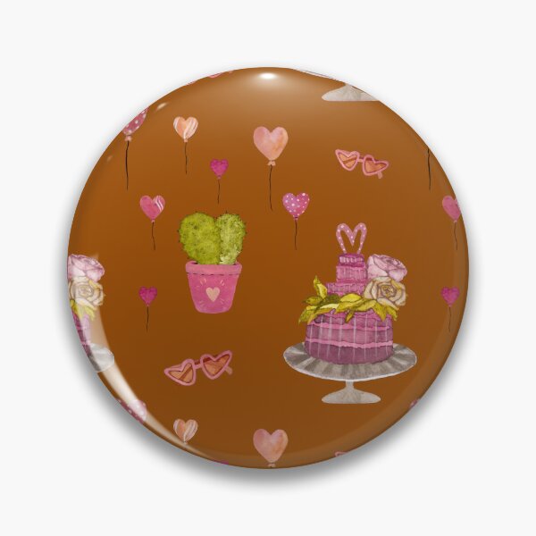 Item preview, Cake cactus balloon pattern cute a watercolor brown designed and sold by Yana Mustafina | Boho Soulful Designs.