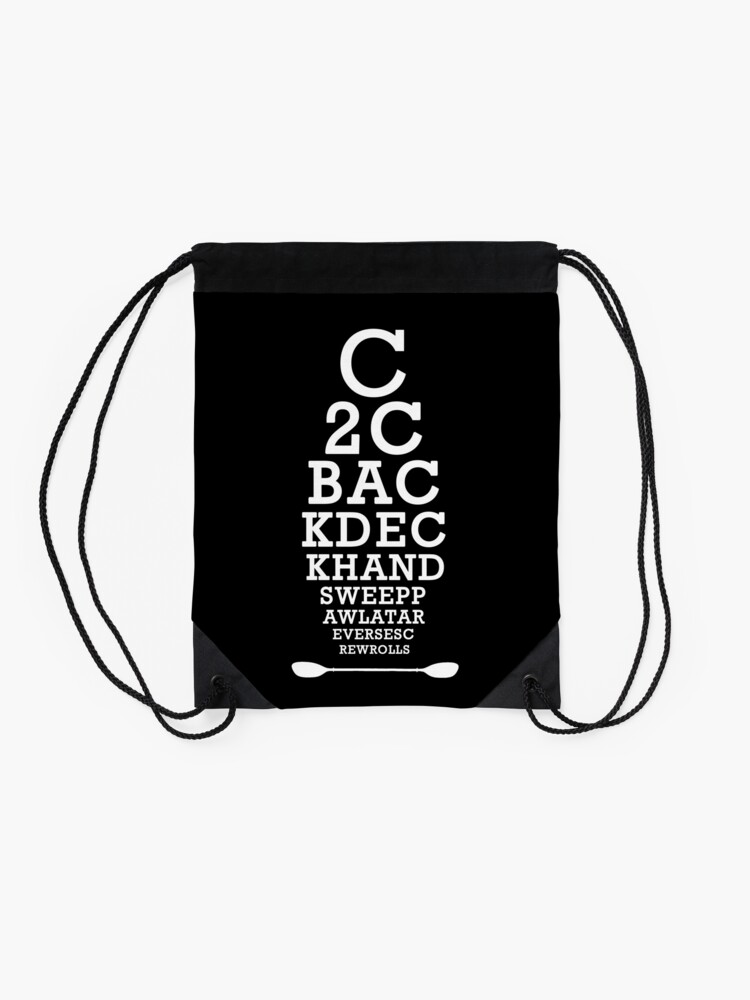 Alternate view of Whitewater Kayak Roll Eye Chart for Kayakers and Paddlers Drawstring Bag