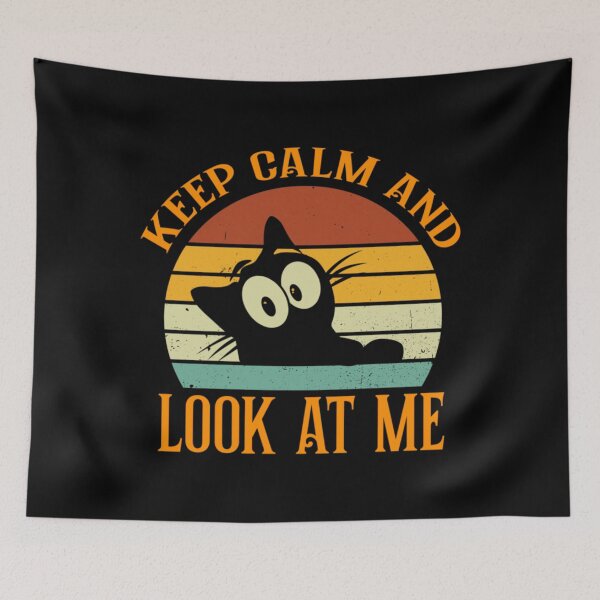Item preview, Keep Calm And Look At Me Cute Cat Silhouette Retro Vintage Design    designed and sold by BusyPuzzlea.