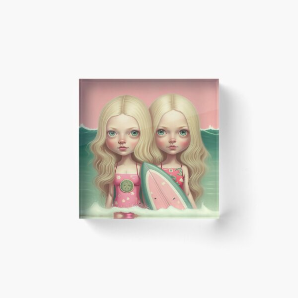 Cute friends surfing Acrylic Block