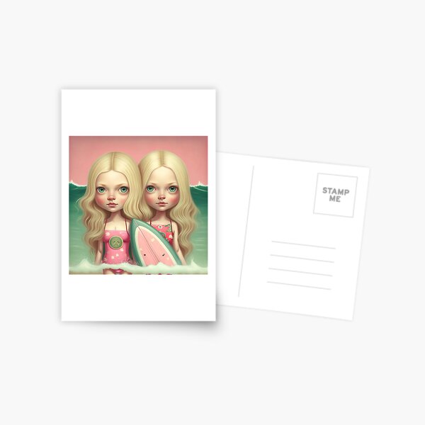 Cute friends surfing Postcard