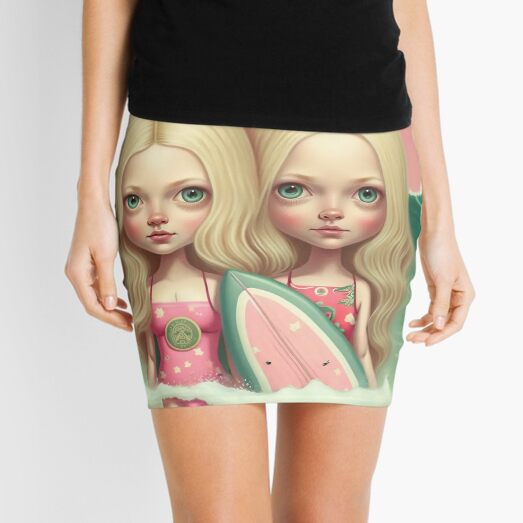 Cute friends surfing Mini Skirt