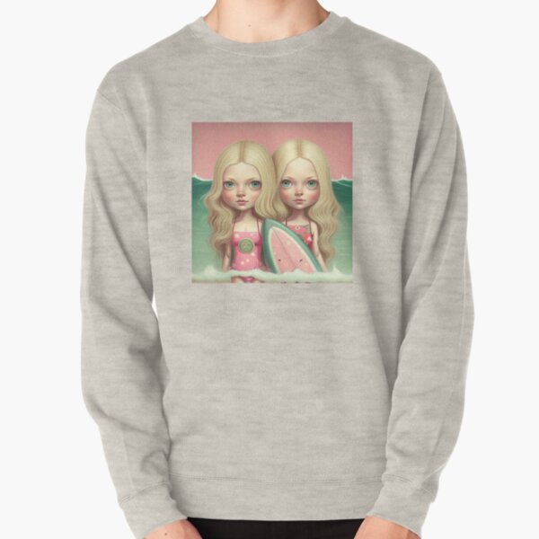 Cute friends surfing Pullover Sweatshirt
