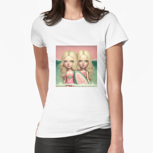 Cute friends surfing Fitted T-Shirt