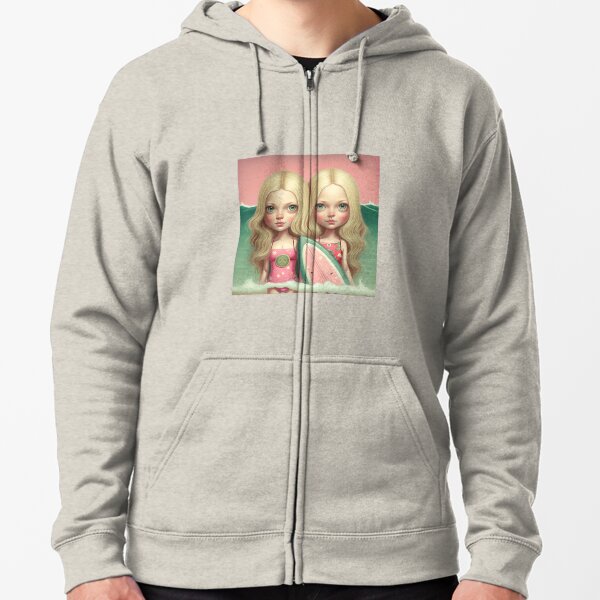 Cute friends surfing Zipped Hoodie