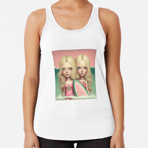 Cute friends surfing Racerback Tank Top