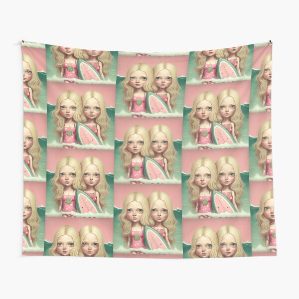 Cute friends surfing Tapestry