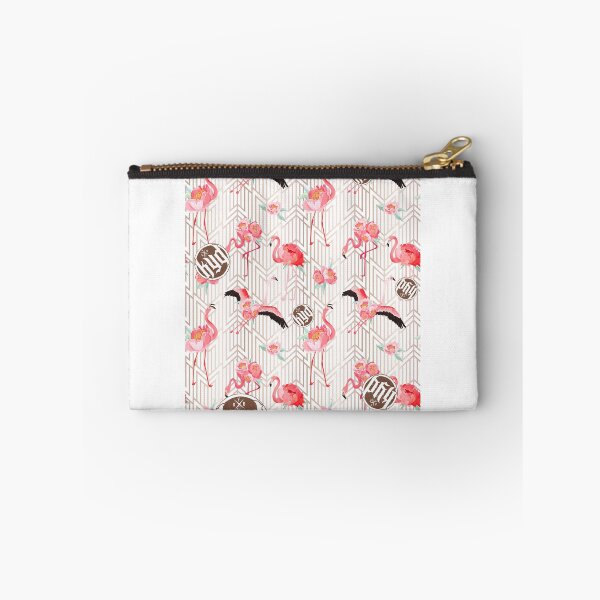 Item preview, flamingo and red flowers on zigzag background designed and sold by K-Klub.