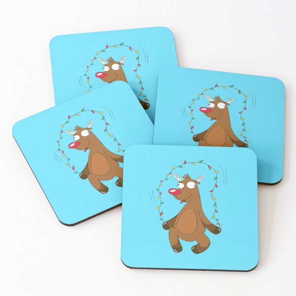 Item preview, Funny Adorable Rudolph the Red Nose Reindeer Skipping Christmas Lights designed and sold by KaylaStudio.