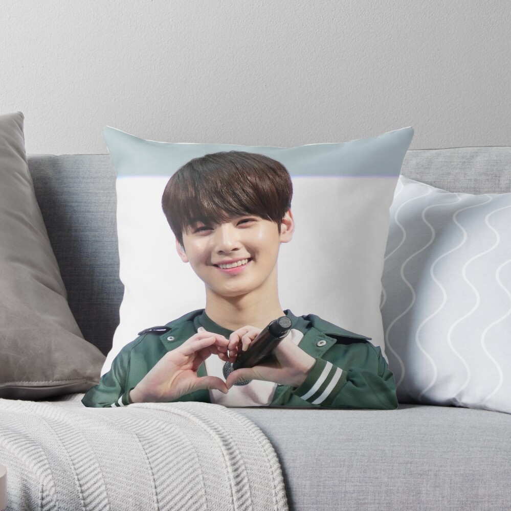 Cha Eunwoo Cute Smile Pillow Case Throw Pillow Cover Cotton Linen
