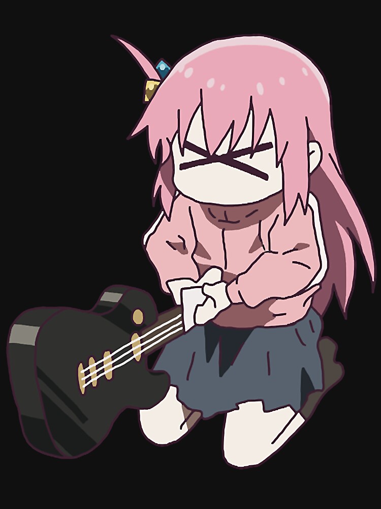 Aperçu 7 sur 7. T-shirt classique avec l'œuvre Bocchi le rock hitori gotou guitare créée et vendue par TeddyGotDesigns.