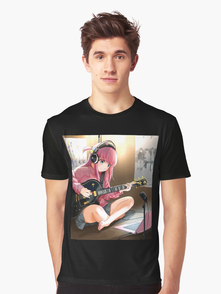 Aperçu 1 sur 5. T-shirt graphique avec l'œuvre Bocchi Le Rocher Hitori Gotou Fille créée et vendue par TeddyGotDesigns.