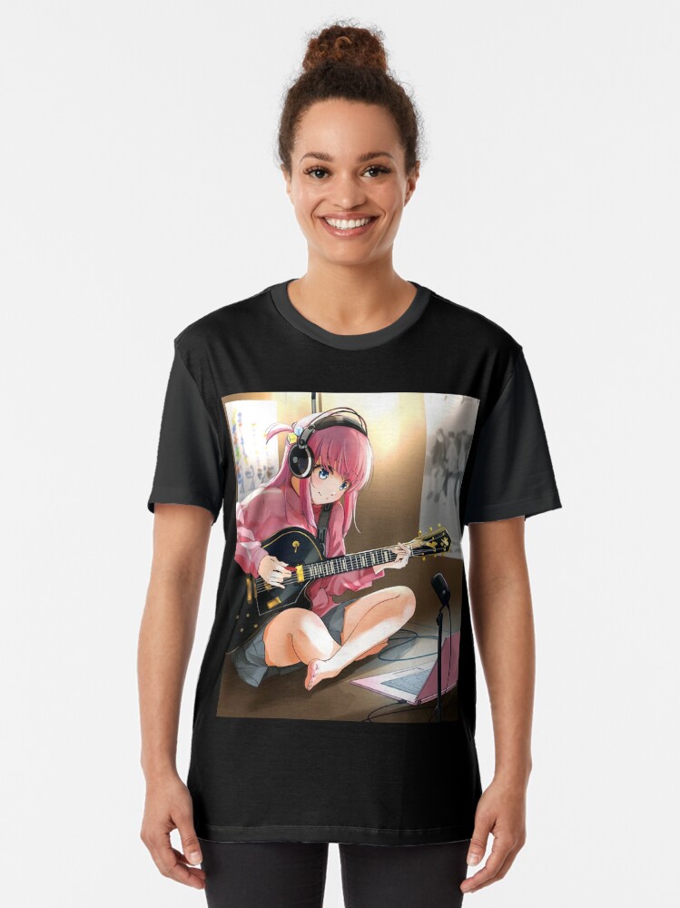 Aperçu 2 sur 5. T-shirt graphique avec l'œuvre Bocchi Le Rocher Hitori Gotou Fille créée et vendue par TeddyGotDesigns.