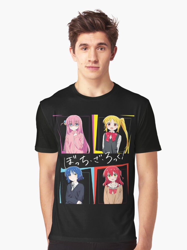 Aperçu 1 sur 5. T-shirt graphique avec l'œuvre Bocchi Le Rocher Hitori Gotou créée et vendue par TeddyGotDesigns.