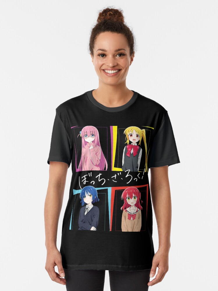 Aperçu 2 sur 5. T-shirt graphique avec l'œuvre Bocchi Le Rocher Hitori Gotou créée et vendue par TeddyGotDesigns.