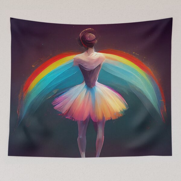 Item preview, Ballerina dancing with rainbow designed and sold by AIVIO.
